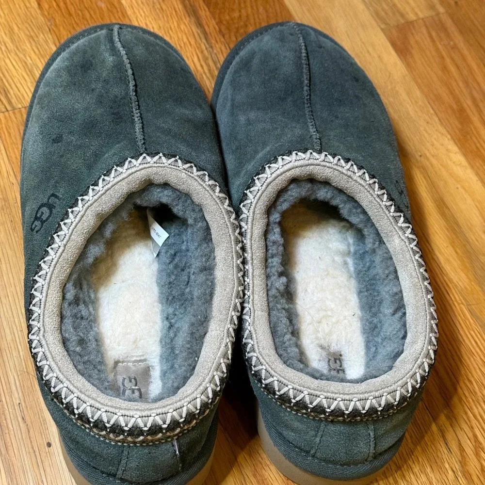 UGG Tasman Forest Green Suede Sheepskin Slippers Mens Size 10
